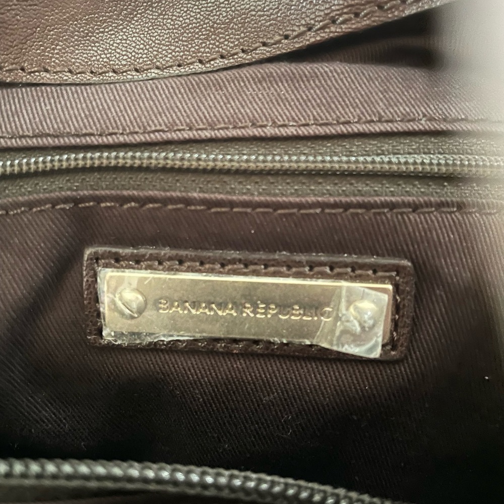 Large Banana Republic Leather shoulder bag with brown and gold sequins New - Picture 4 of 6